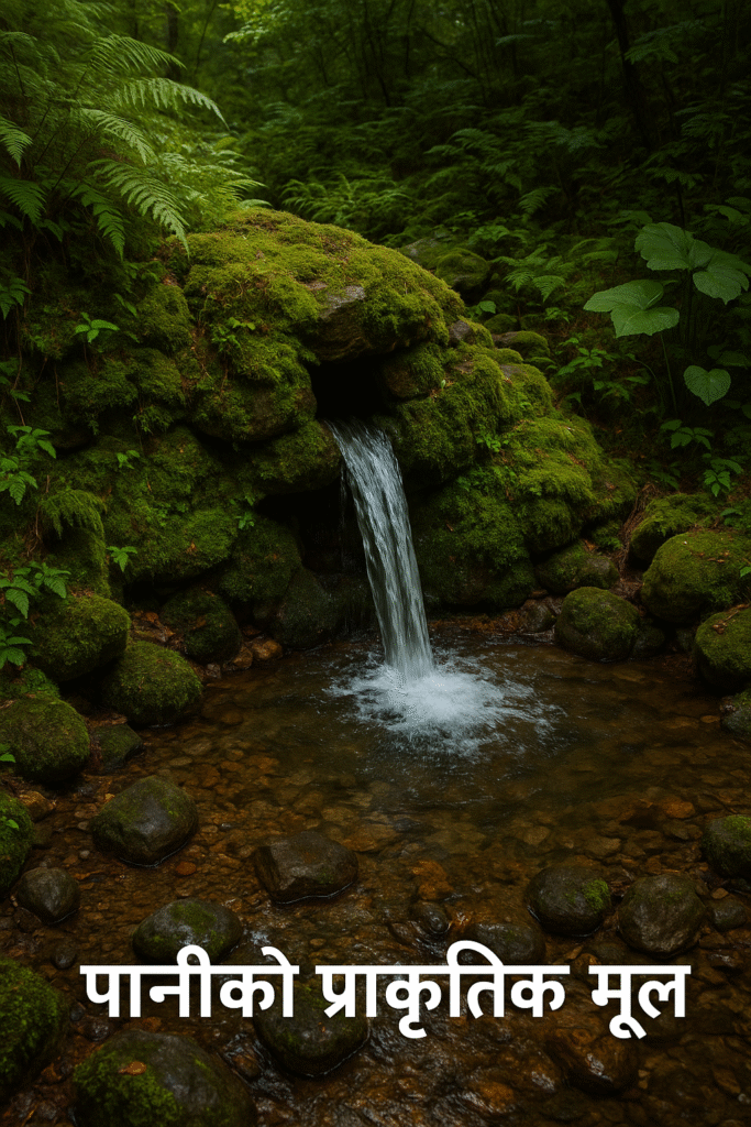 Natural spring of water